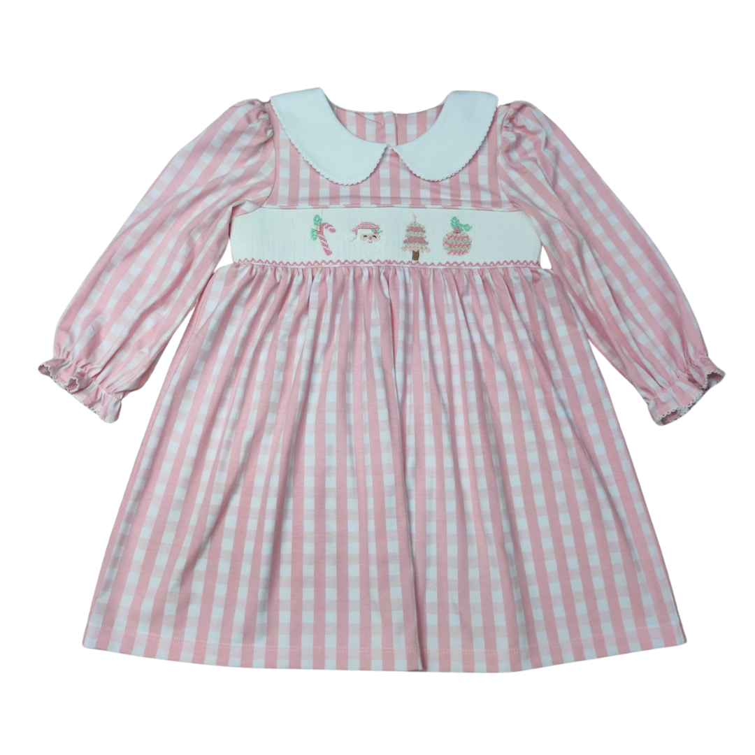 Pink Christmas Smock Dress