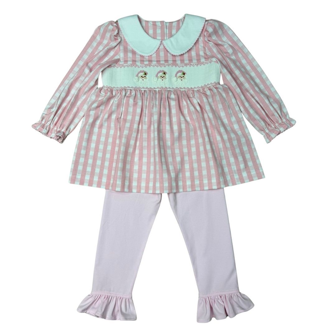 Pink Gingham Santa Set