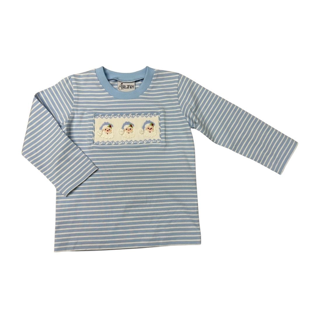 Blue Striped Santa Shirt