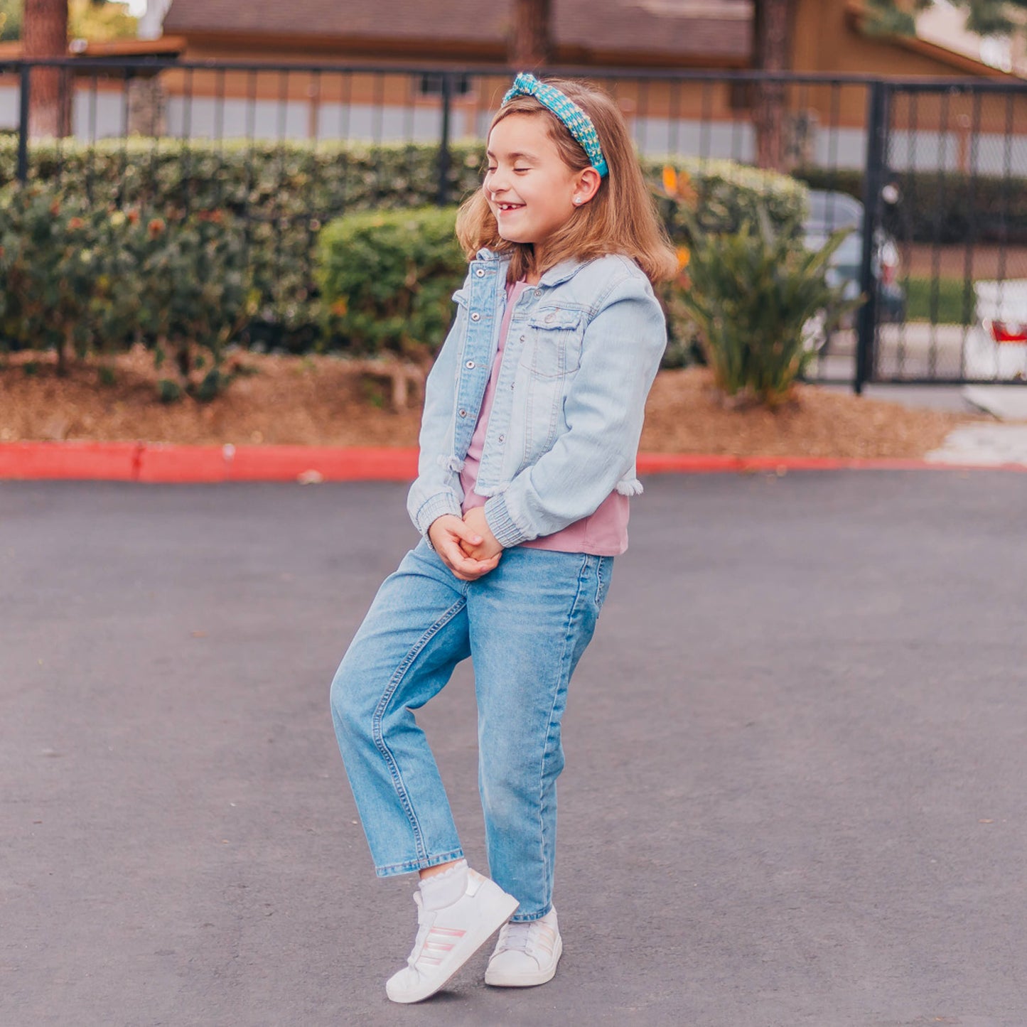 Kids Knot Headband - Confetti Aqua