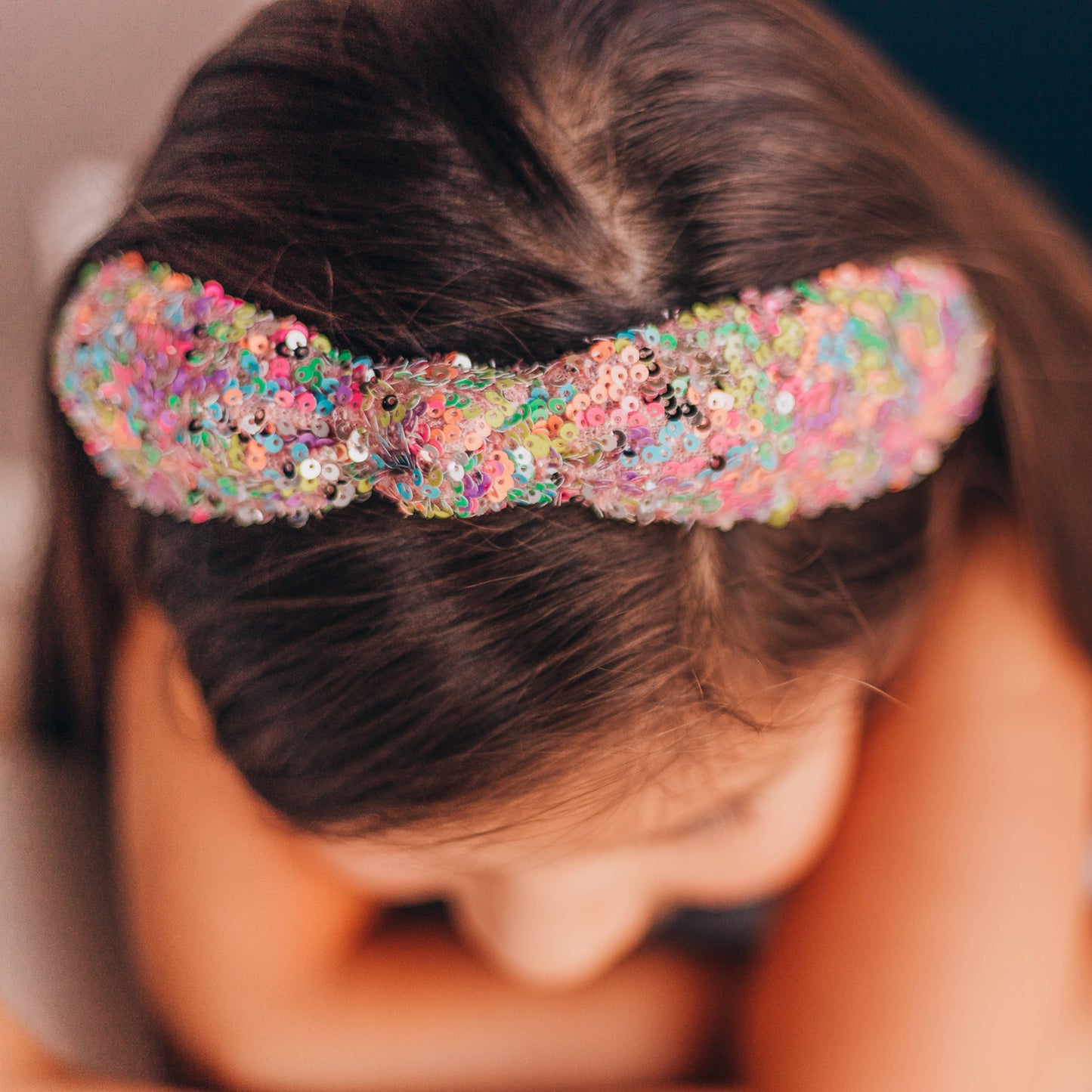 Kids Knot Headband - Rainbow Sequin