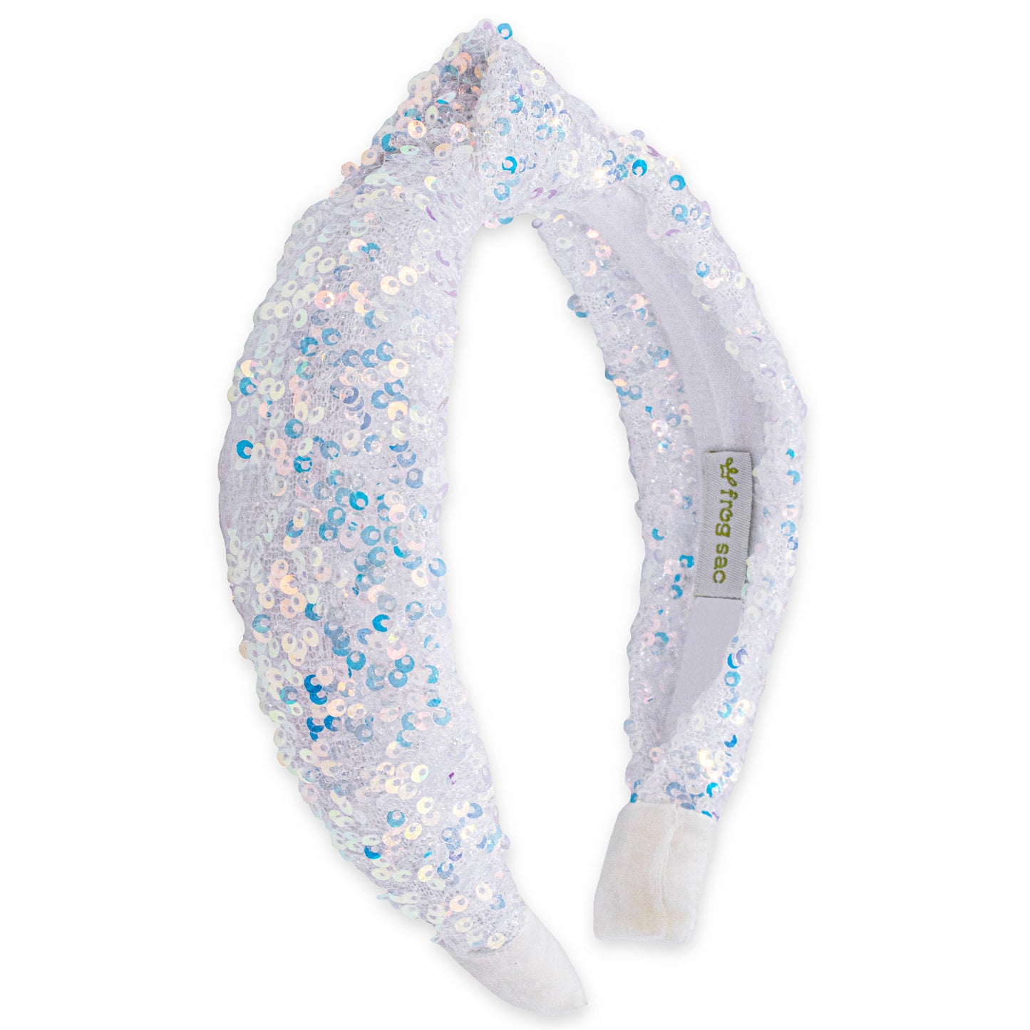 Kids Knot Headband - Rainbow Sequin White