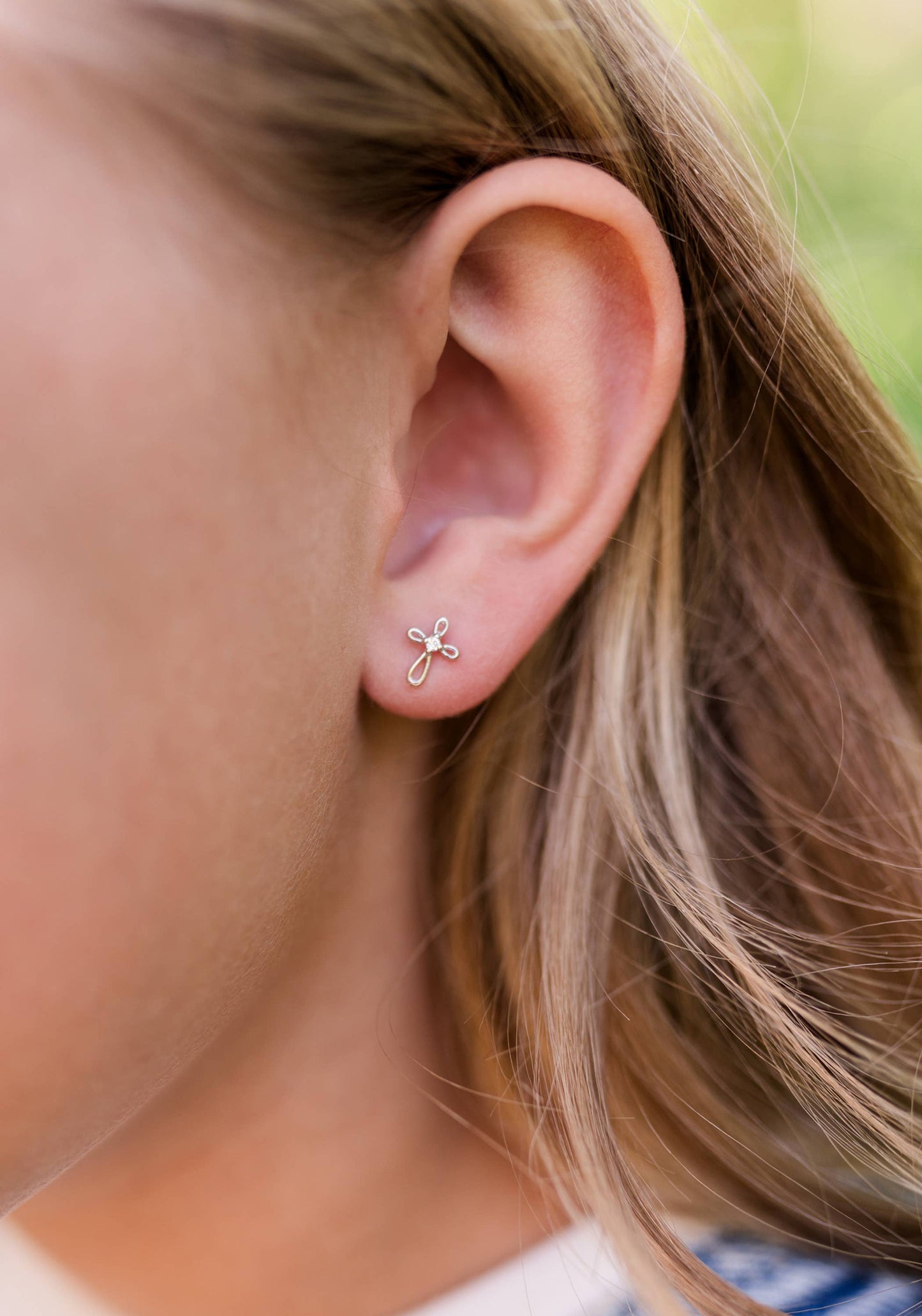 Sterling Silver Screw-Back Infinity Cross Baptism Earrings