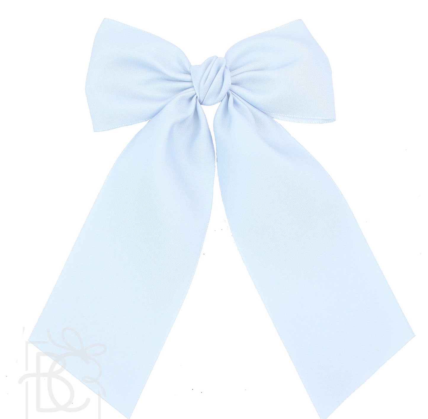 OPAQUE SATIN BOW W/ EURO KNOT & TAILS ON ALLIGATOR CLIPS: Millennium Blue / 4.5" Large