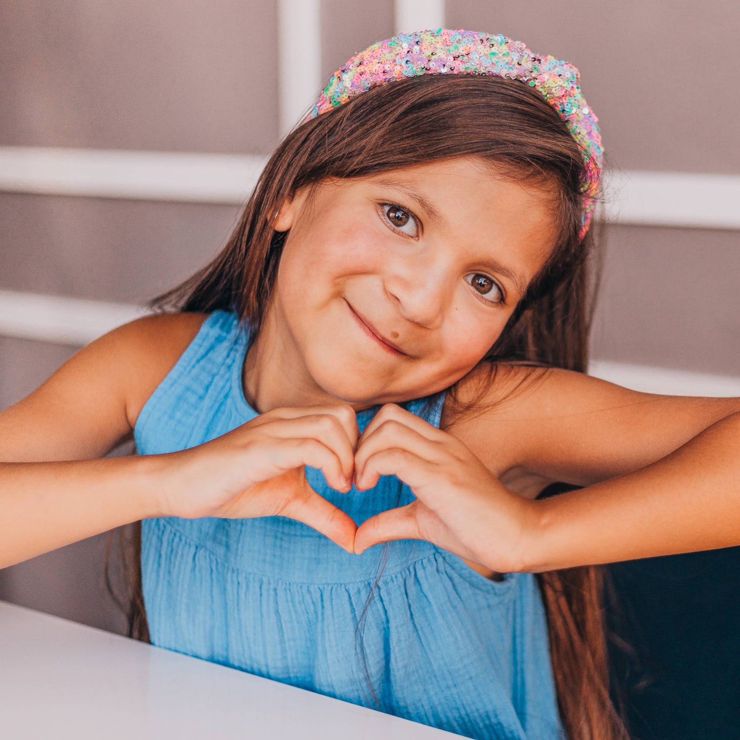 Kids Knot Headband - Rainbow Sequin