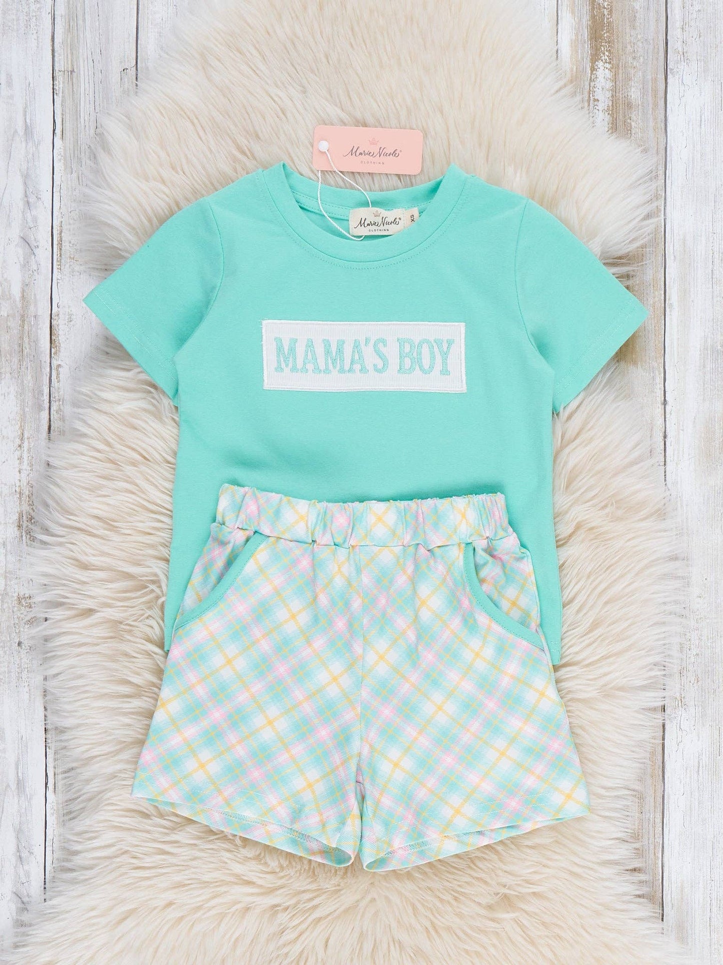 Mama’s Boy Pastel Plaid Set