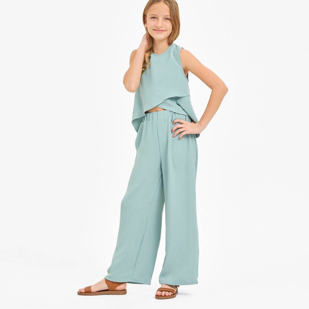 Wide Legs Summer Cool Pants: Sage