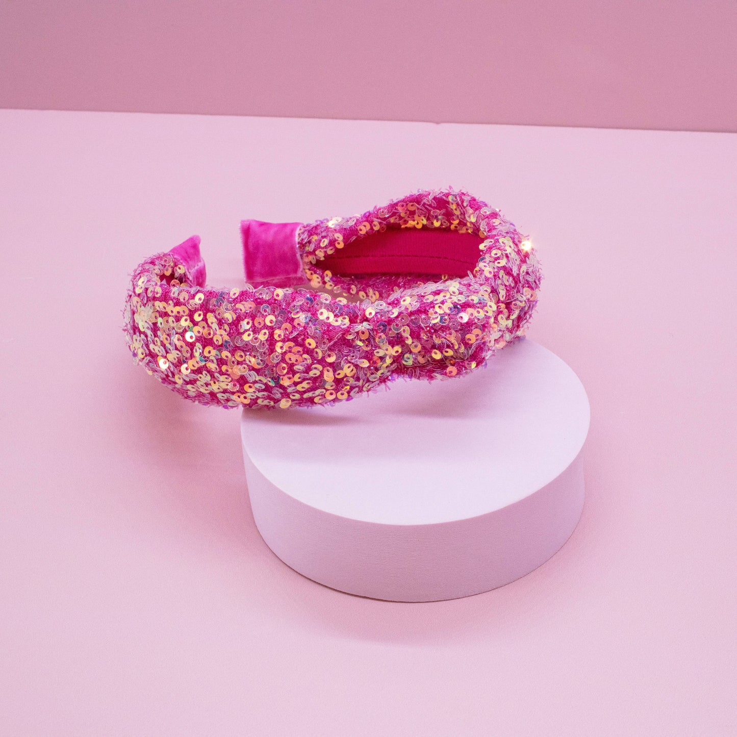 Kids Knot Headband - Rainbow Sequin White