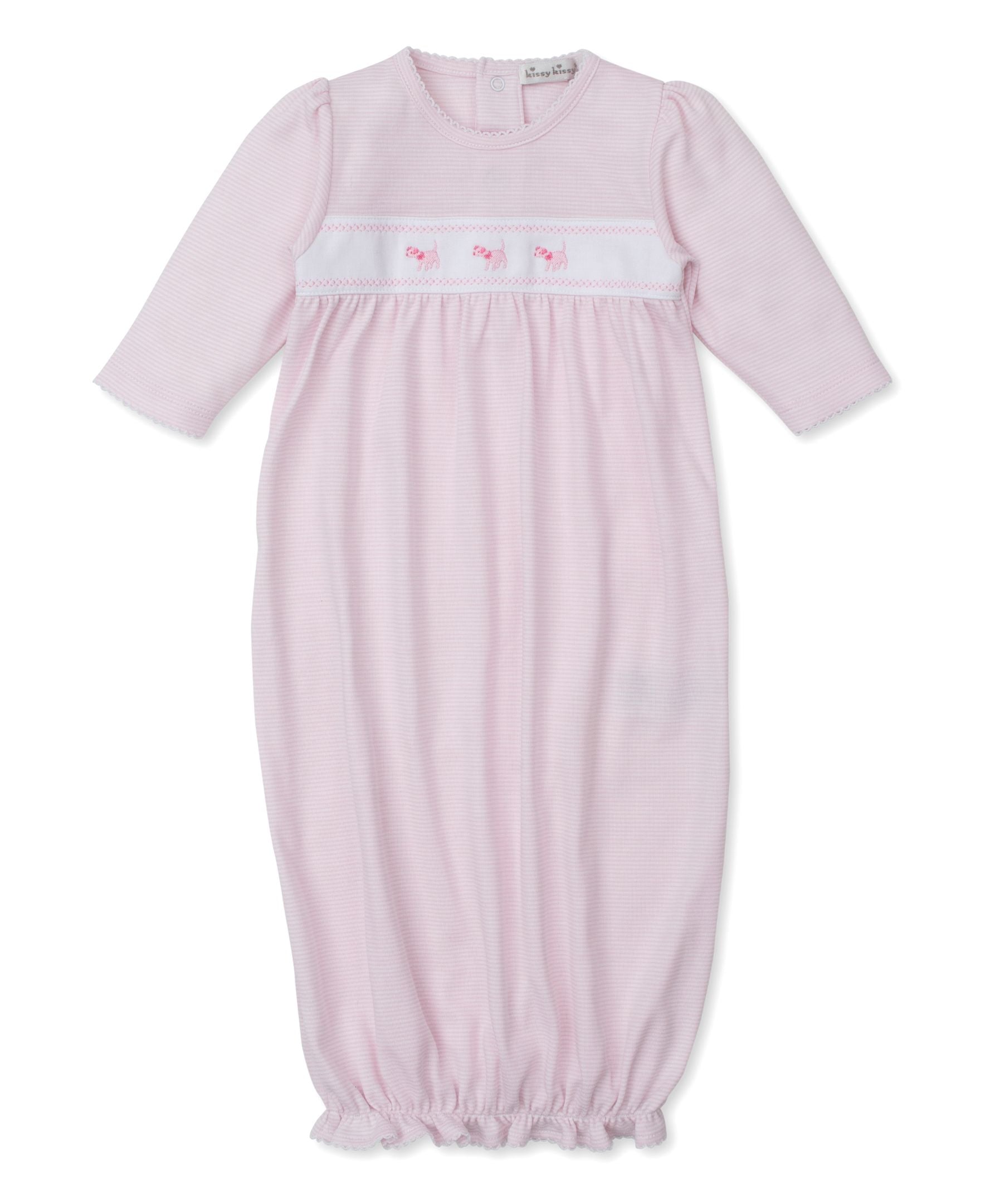 pink cow dresses Playful Pups Girl Gown 0/3m