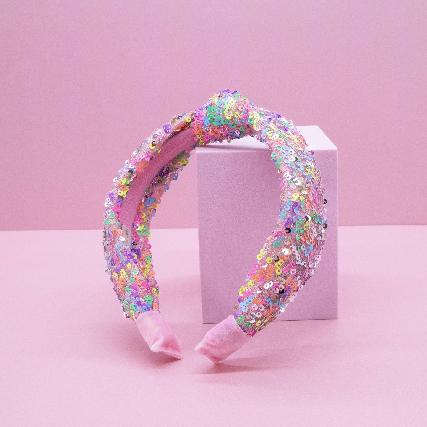 Kids Knot Headband - Rainbow Sequin