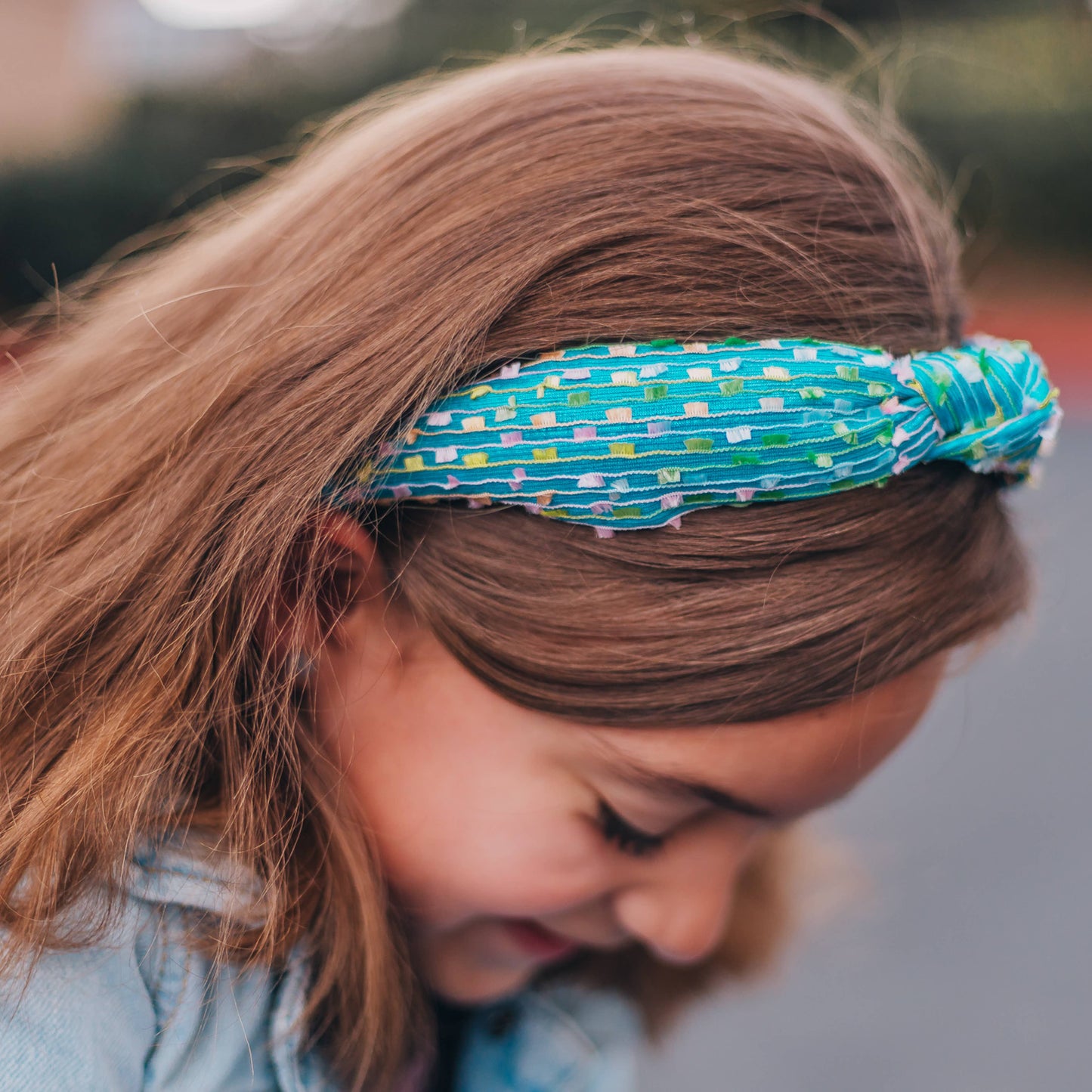 Kids Knot Headband - Confetti Aqua