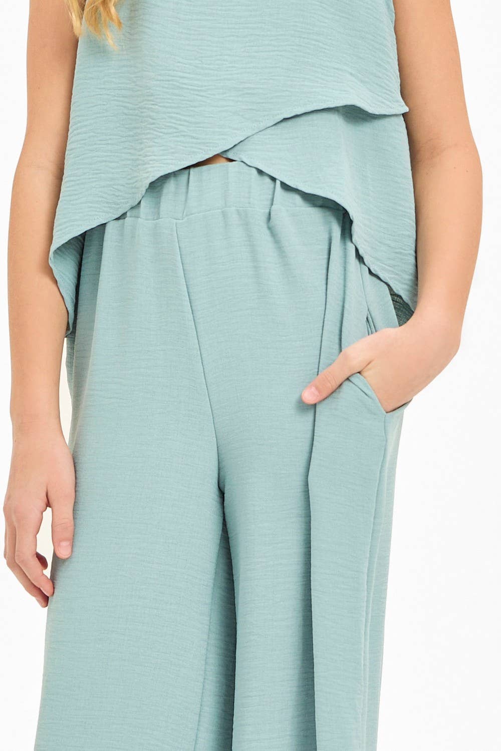 Wide Legs Summer Cool Pants: Sage