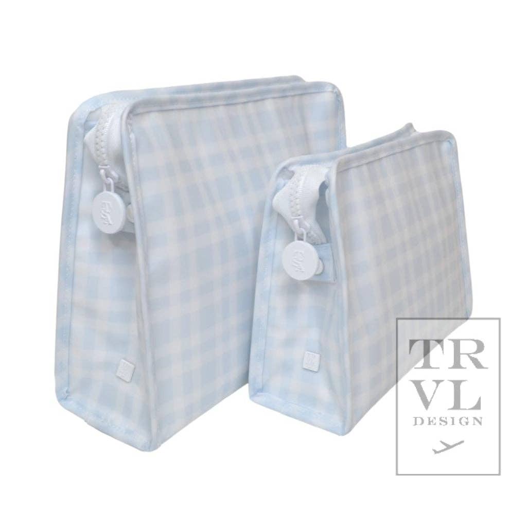 Roadie Medium - Pimlico Plaid Blue Zip Pouch: Pimlico Plaid Blue