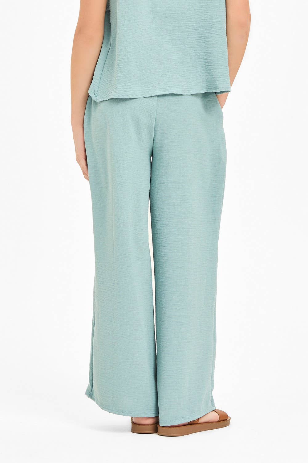 Wide Legs Summer Cool Pants: Sage