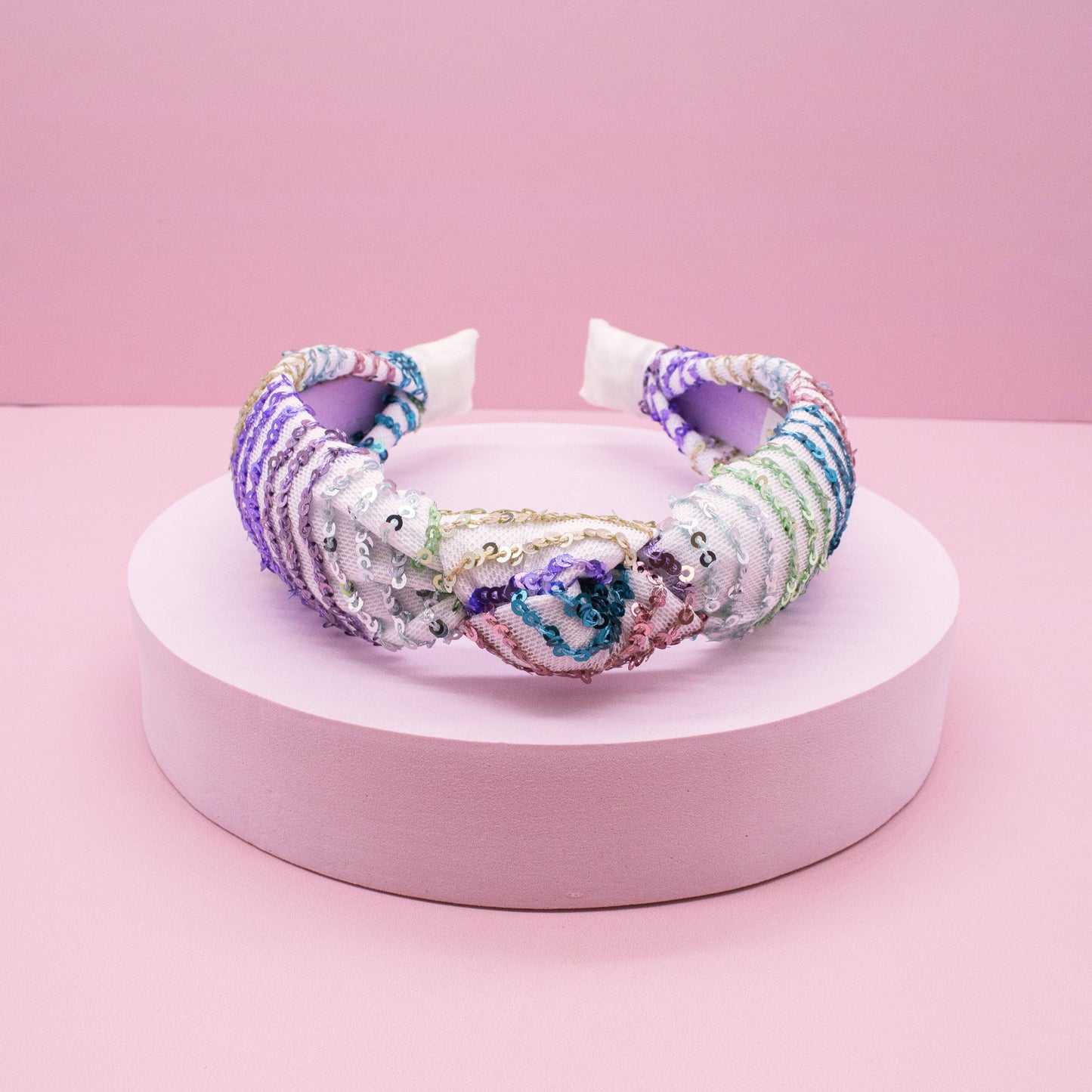 Rainbow Confetti Sequin Knot Headband