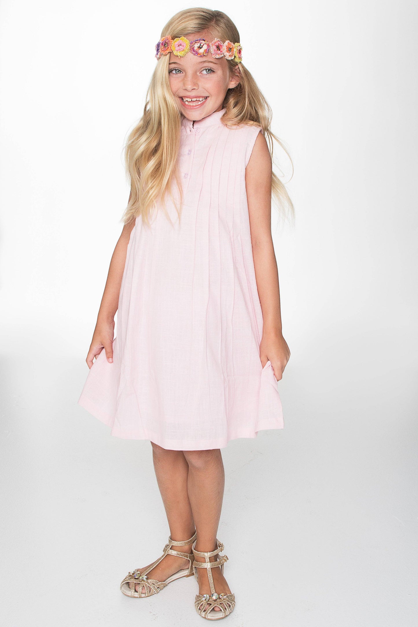 Pink Pin Tuck Dress