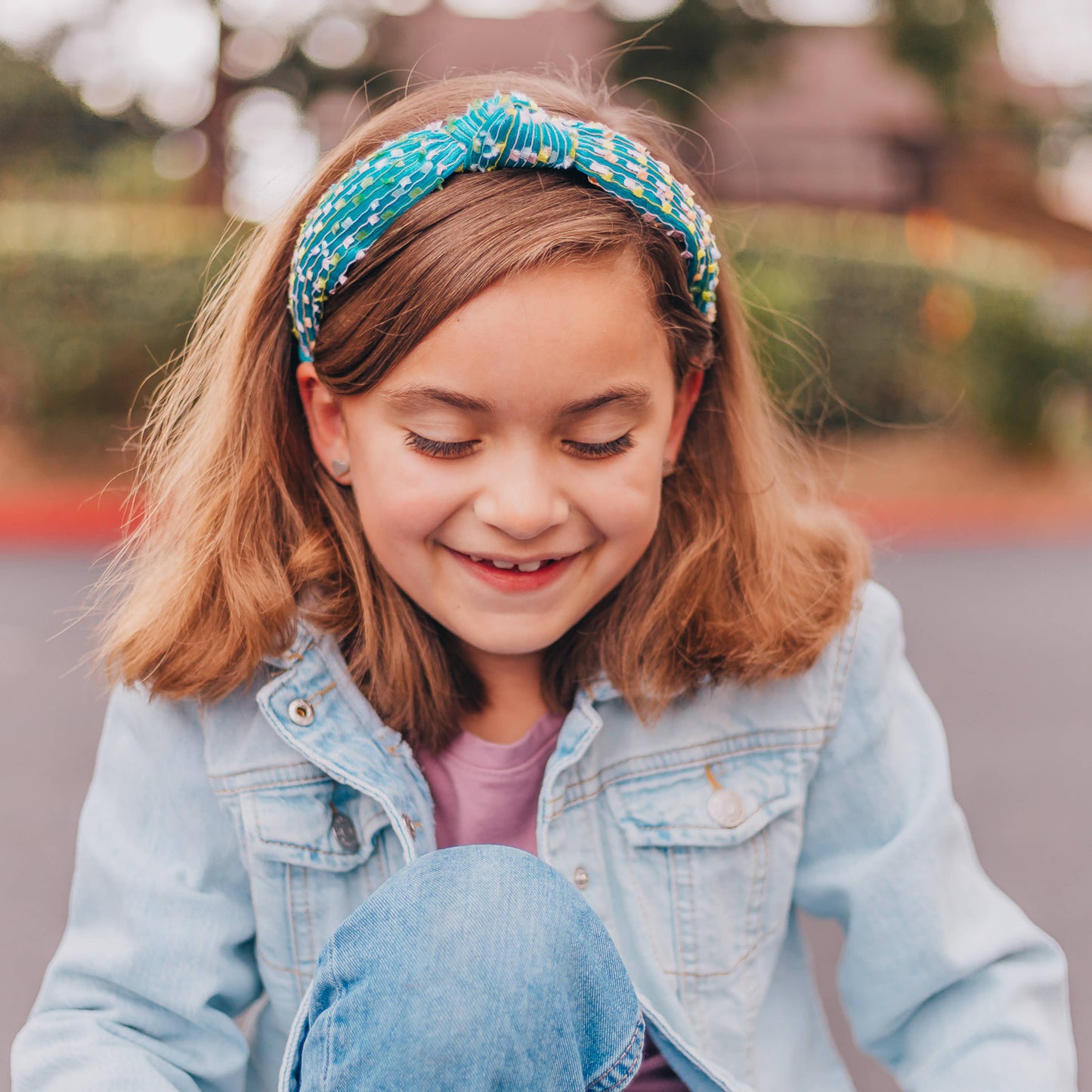Kids Knot Headband - Confetti Aqua