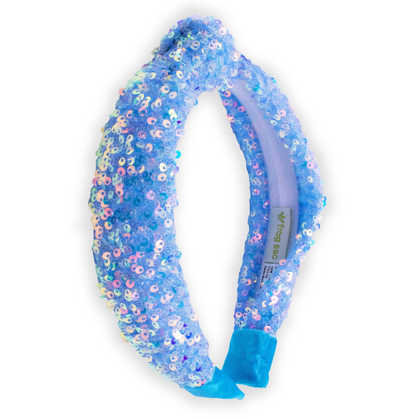 Kids Knot Headband - Rainbow Sequin Blue