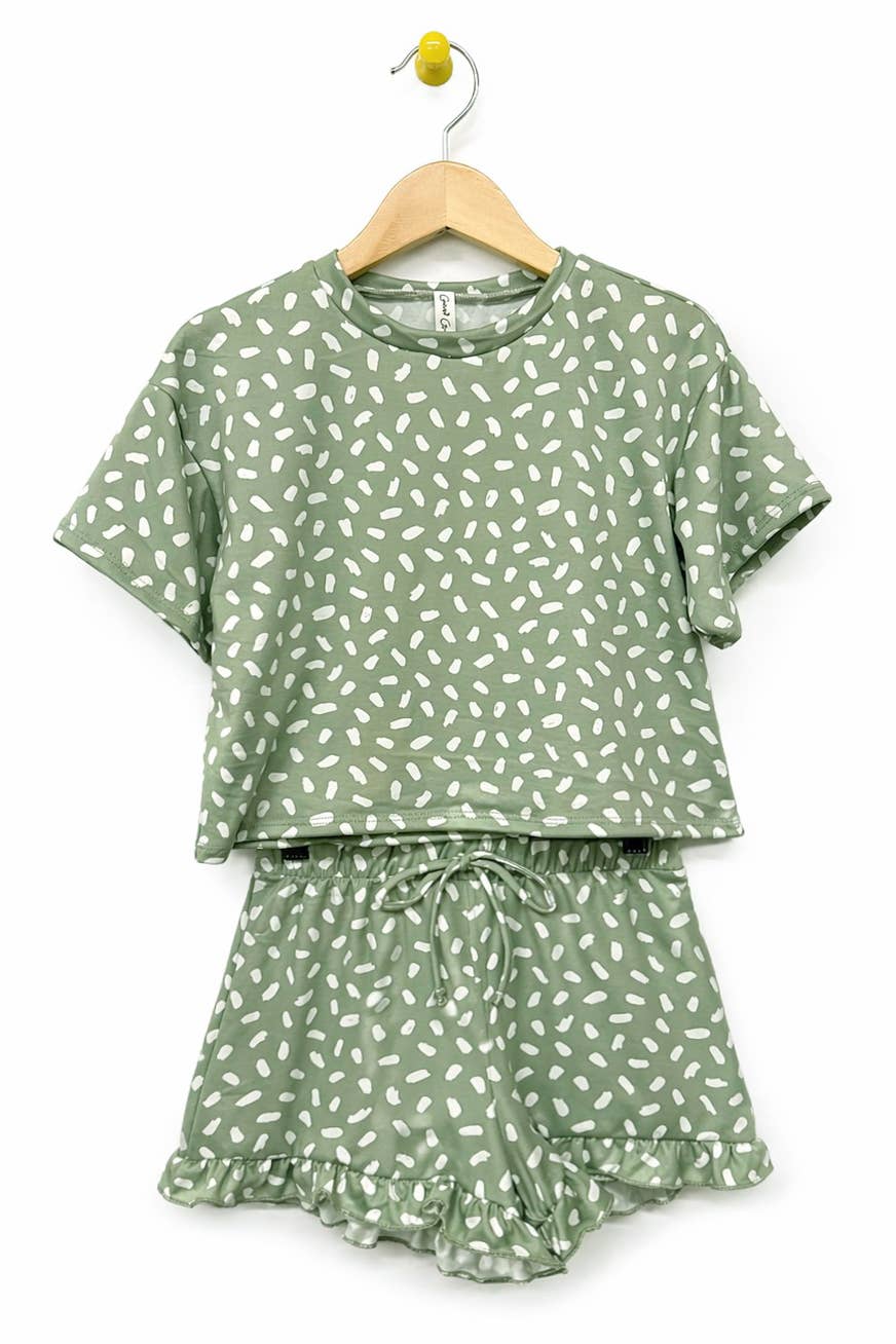 Dots Top & Shorts Set: Sage