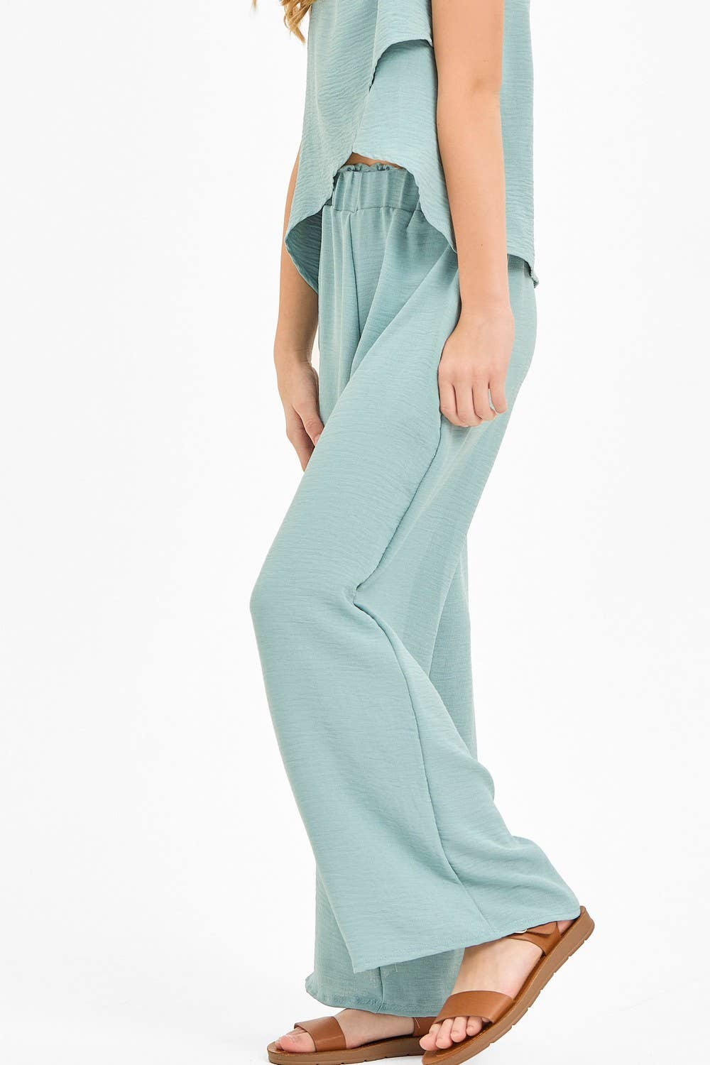 Wide Legs Summer Cool Pants: Sage