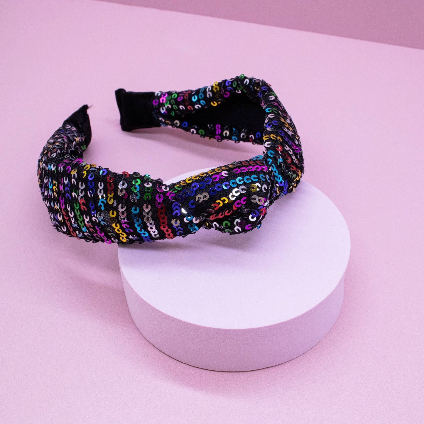 Rainbow Confetti Sequin Knot Headband