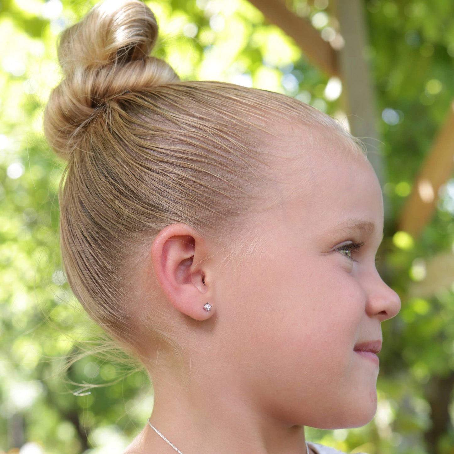 Sterling Silver Clear CZ Stud Earrings for Baby and Children