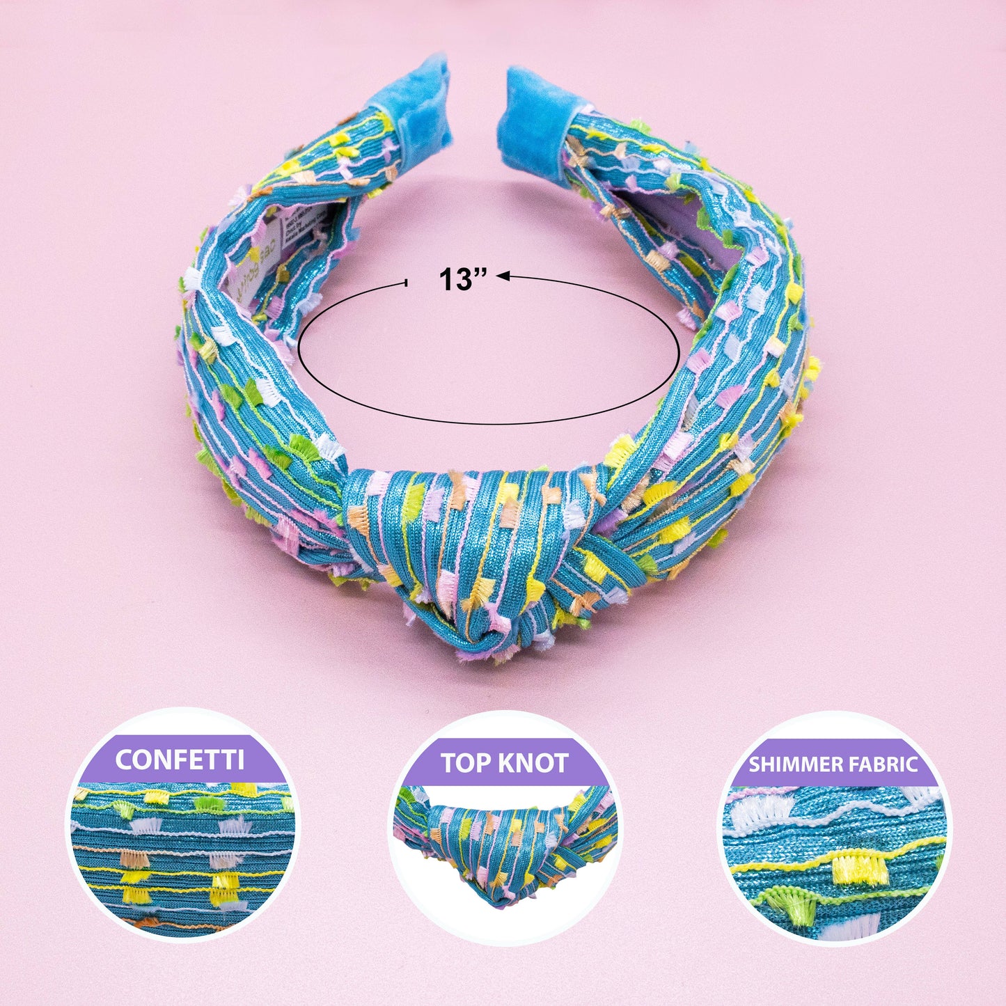 Kids Knot Headband - Confetti Aqua