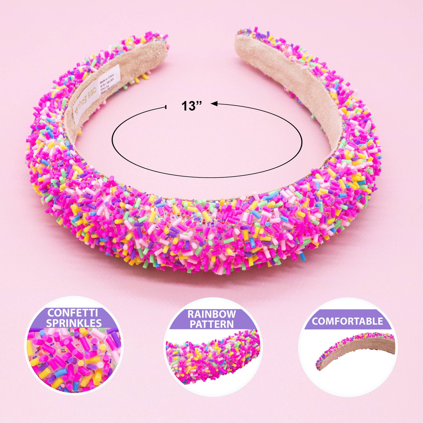 Padded Sprinkles Headband: Hot Pink