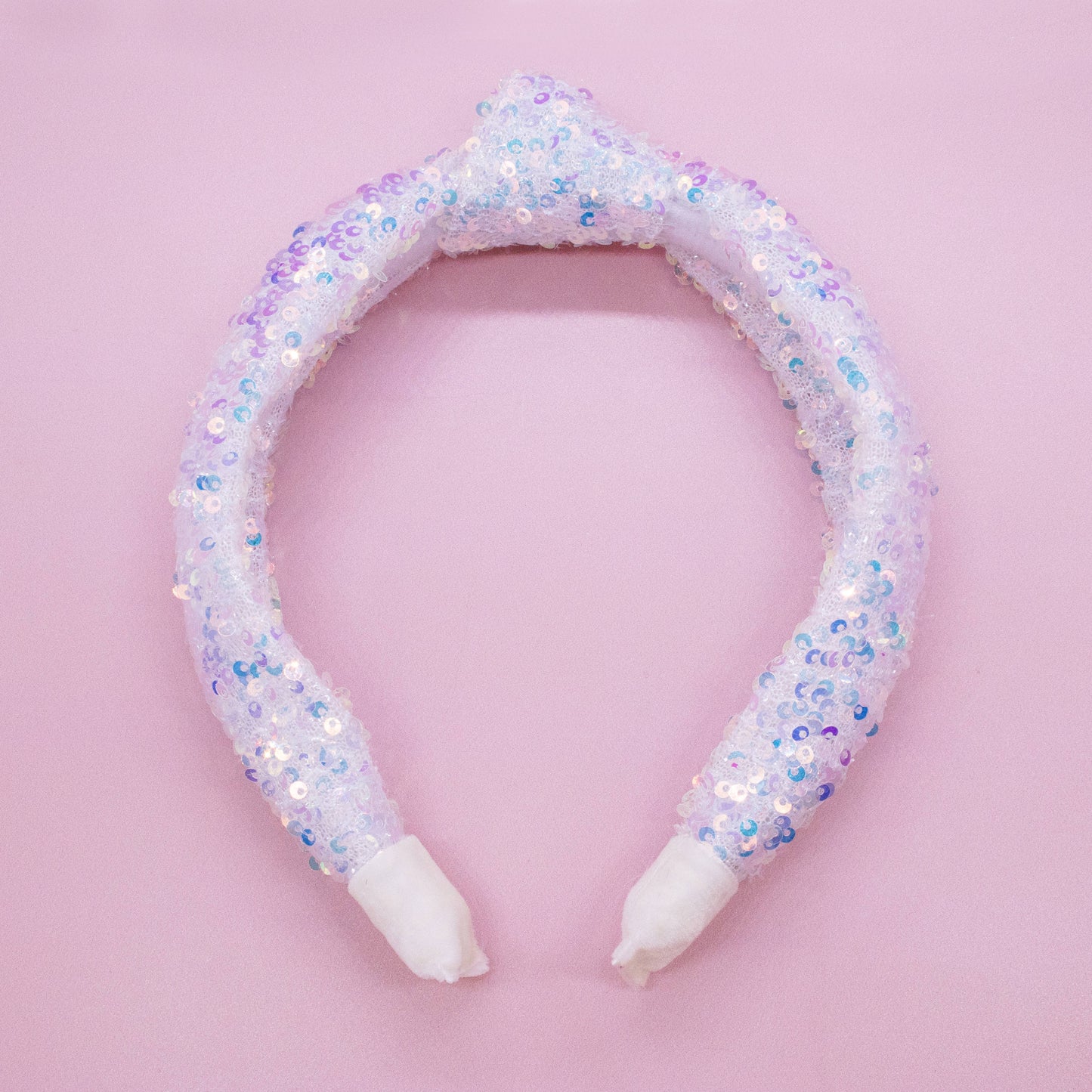 Kids Knot Headband - Rainbow Sequin White