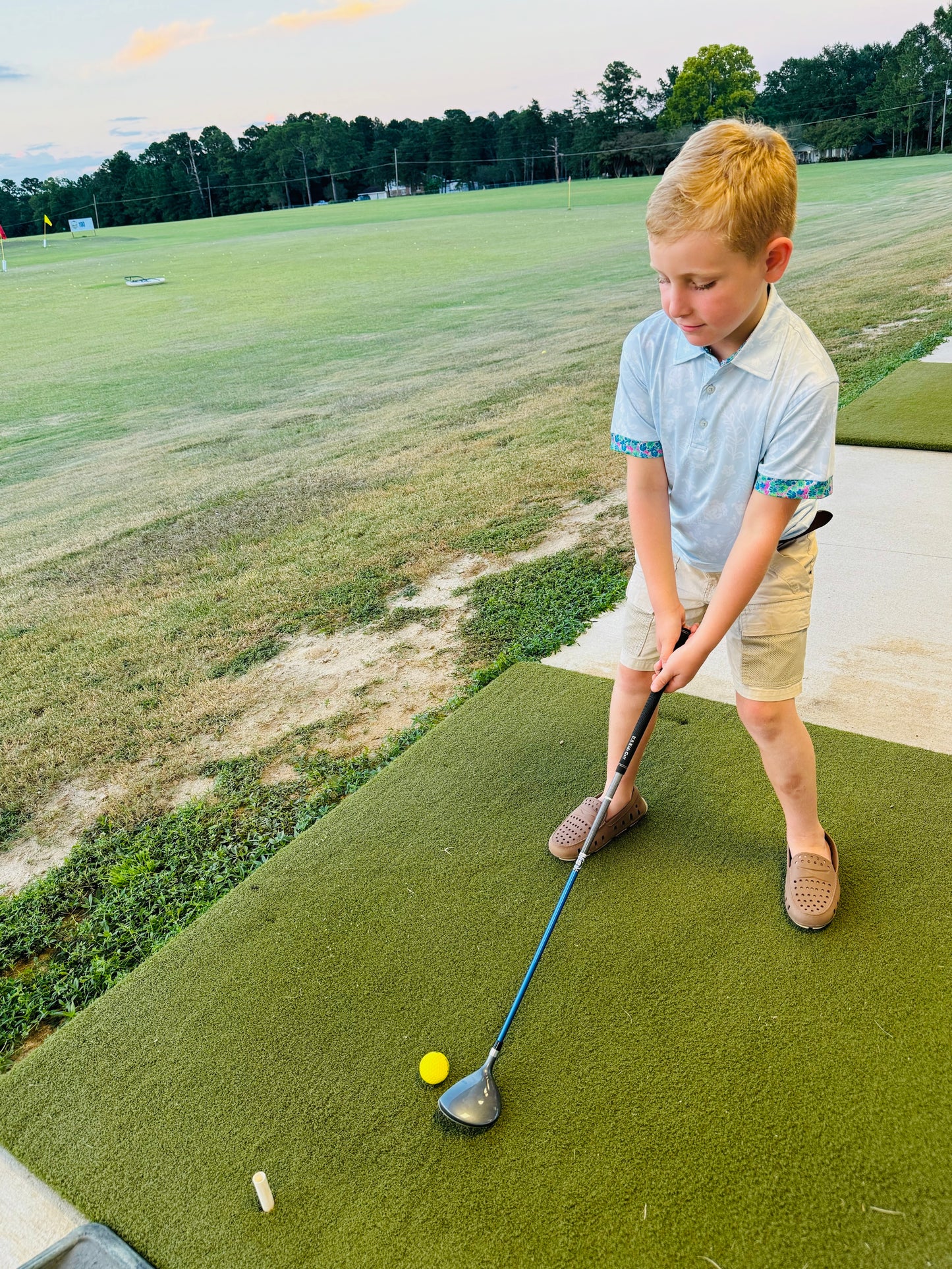 Youth Blue Garden Performance Polo