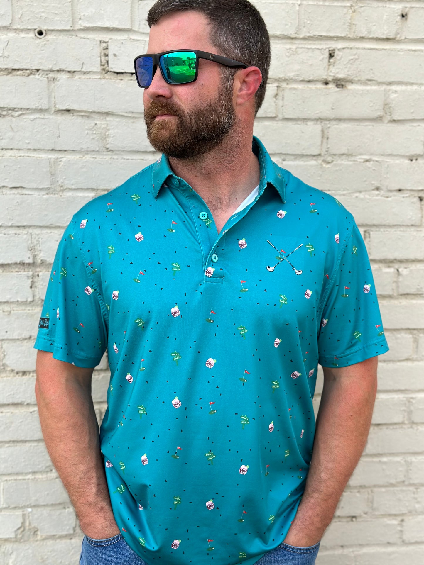 Green Pattern Golf Polo