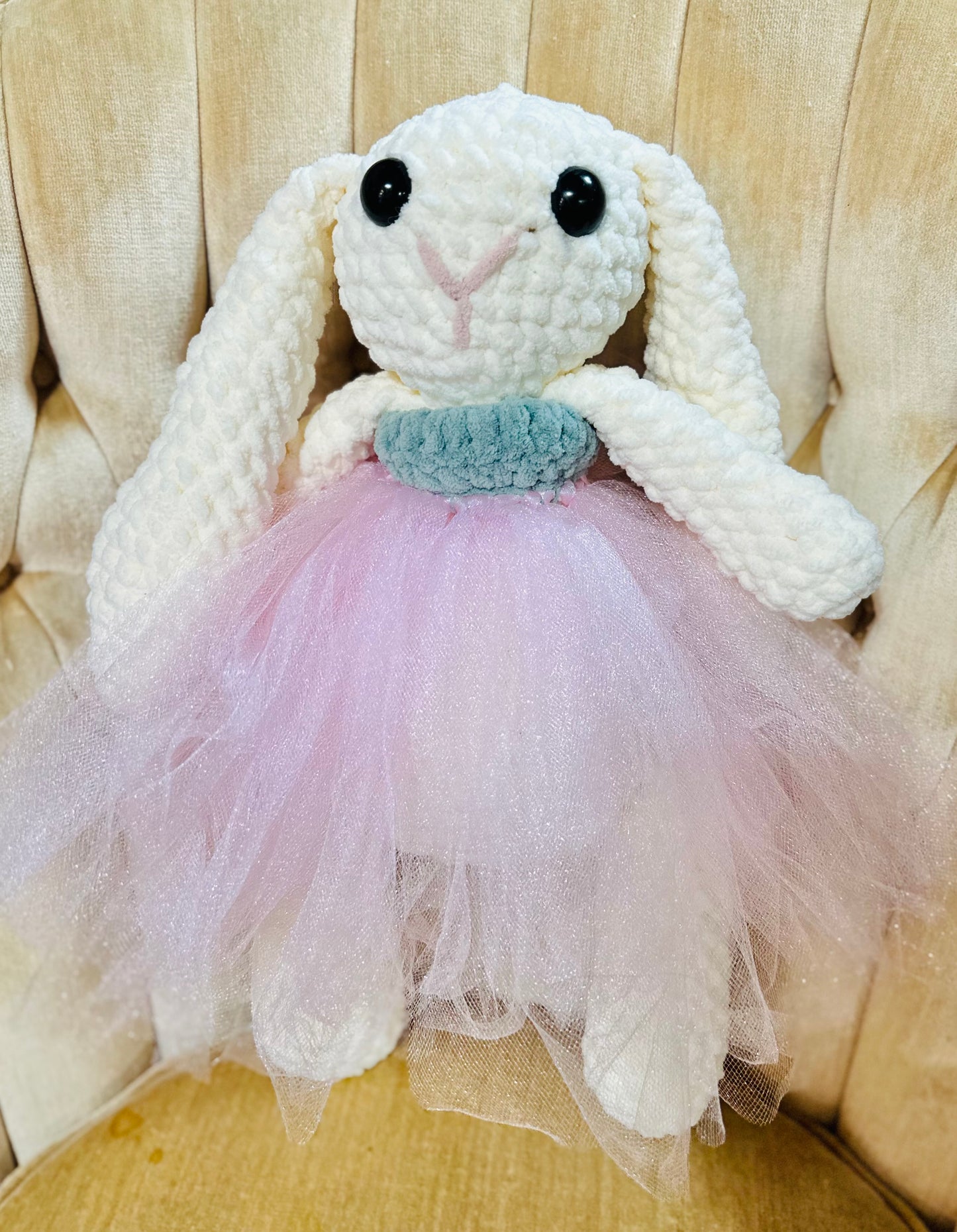 Crocheted Bunny with Pink Tulle Dress