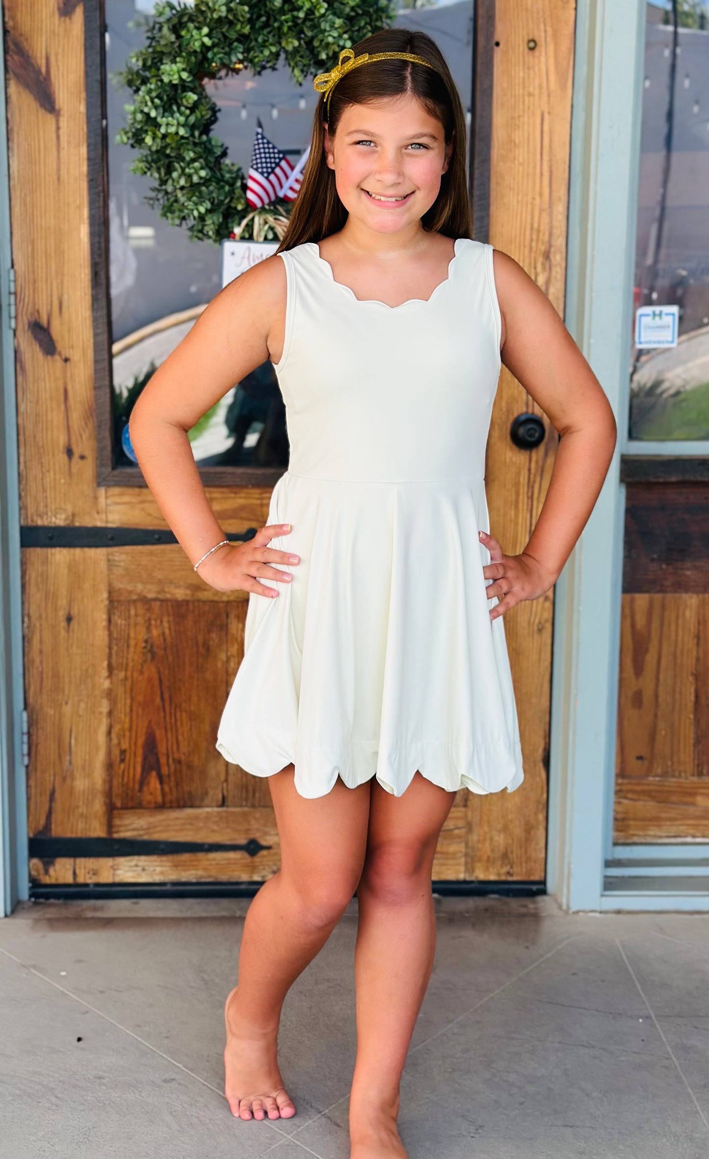 Bone Scalloped Dress