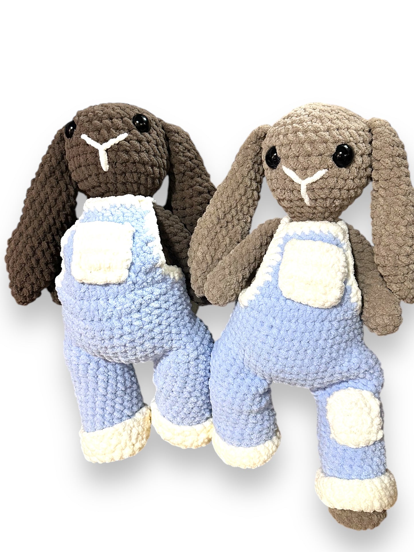 Crocheted Large Bunny with Overalls