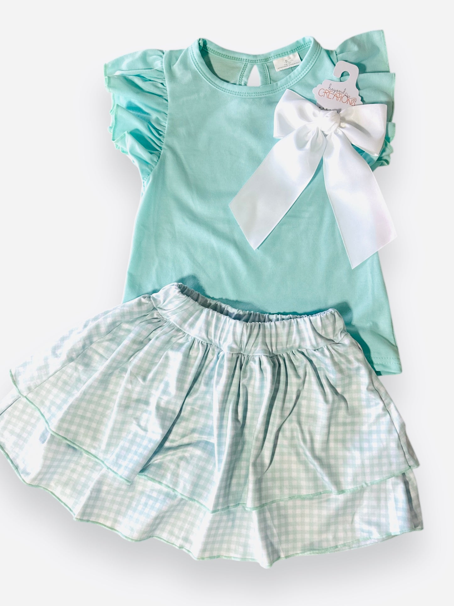 Mint Gingham Skirt Set