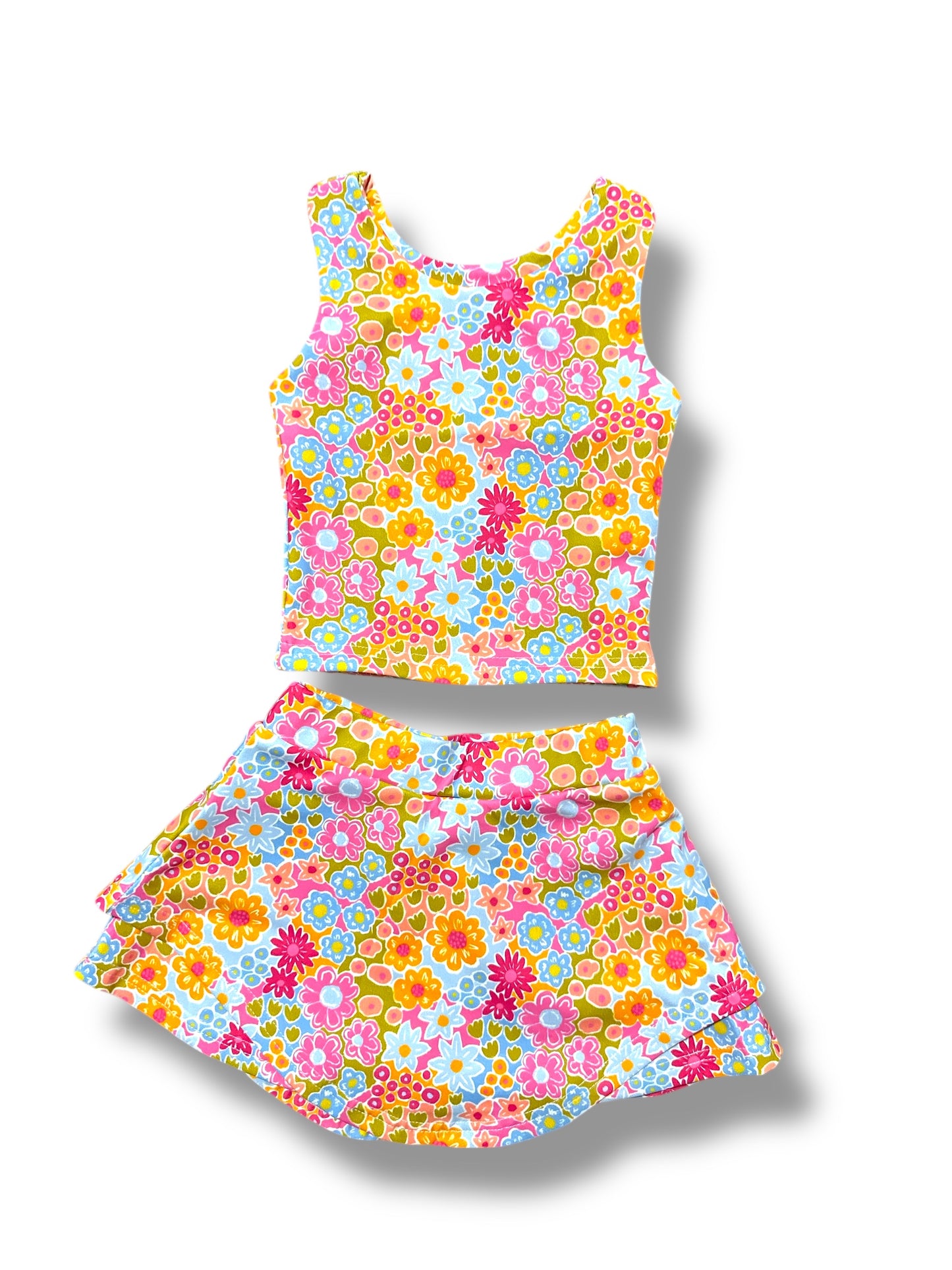 Orange Floral Skort Set