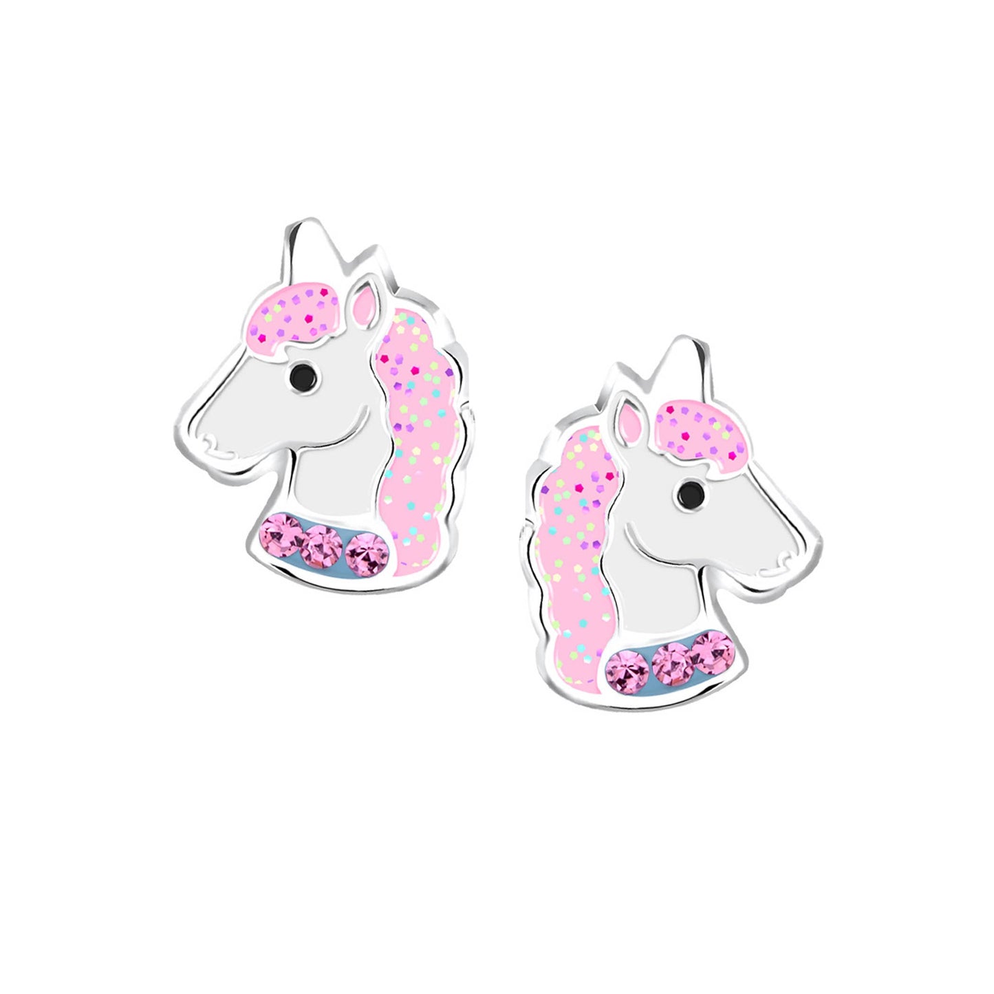 Sterling Silver Girls Stardust Unicorn Earrings for Kids