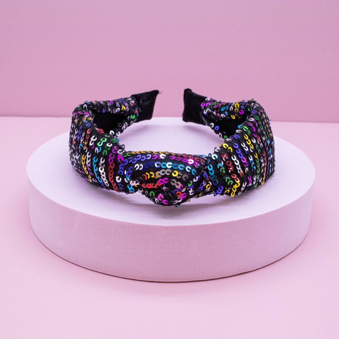 Rainbow Confetti Sequin Knot Headband