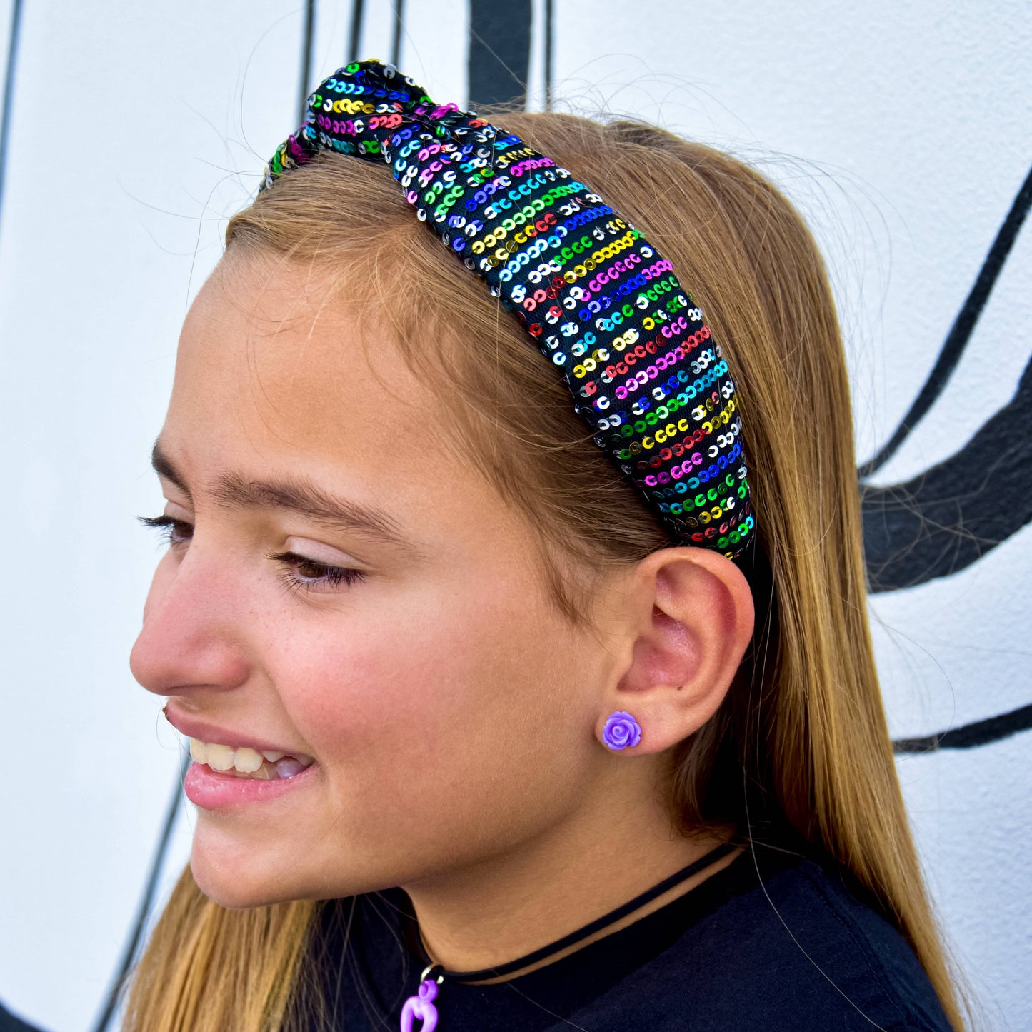 Rainbow Confetti Sequin Knot Headband