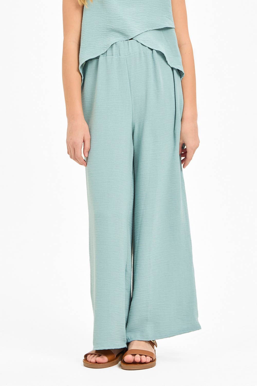 Wide Legs Summer Cool Pants: Sage