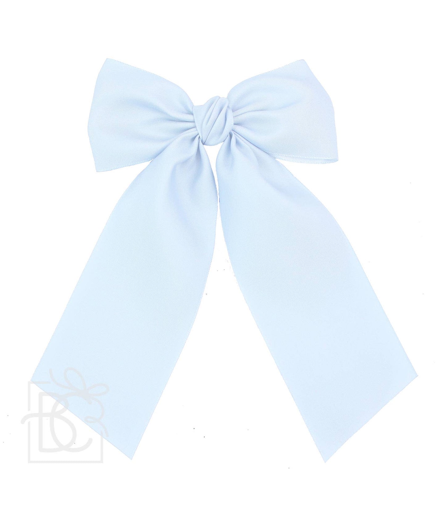 OPAQUE SATIN BOW W/ EURO KNOT & TAILS ON ALLIGATOR CLIPS: Millennium Blue / 4.5" Large