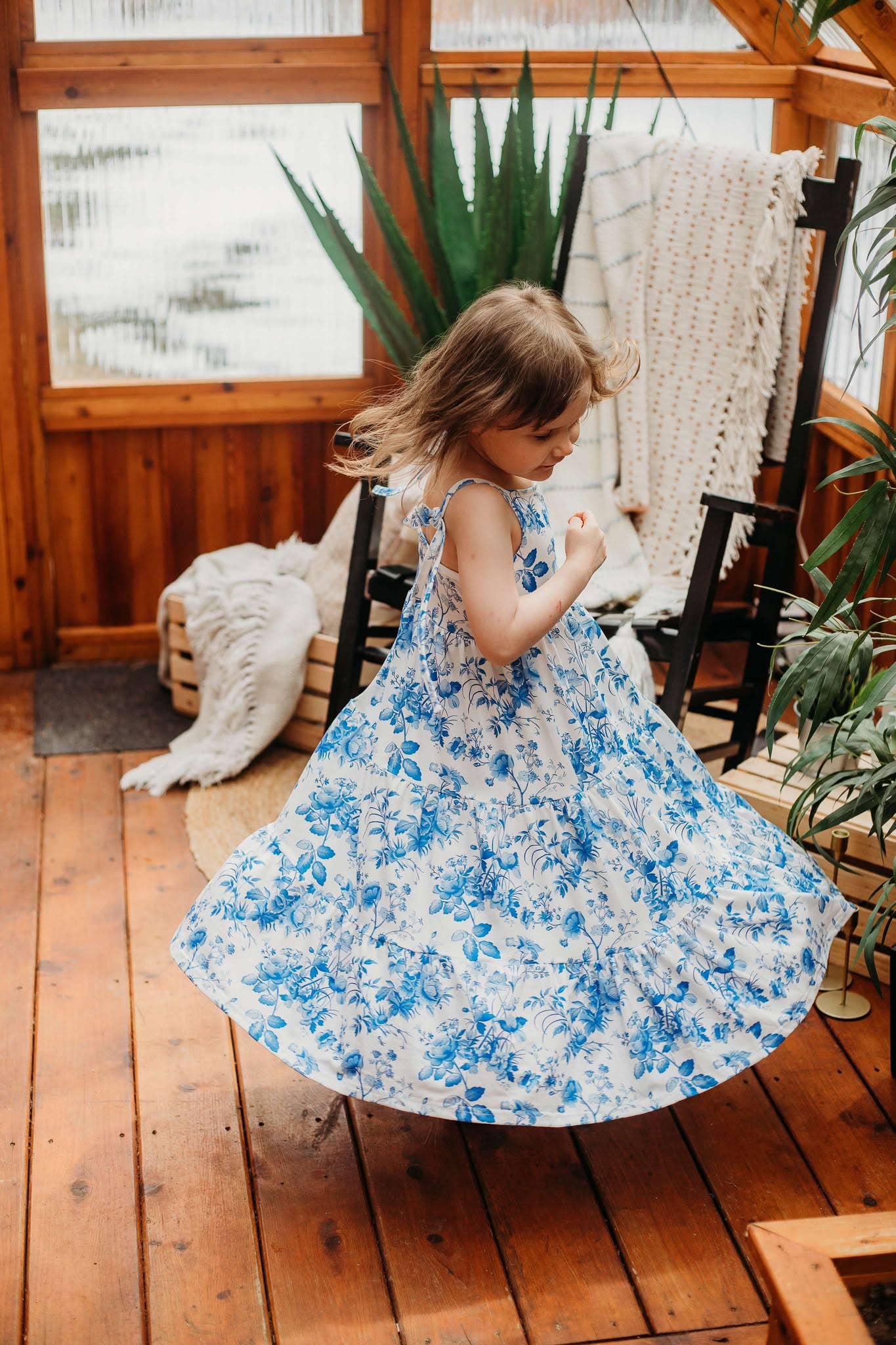 Girls Blue Floral Dress