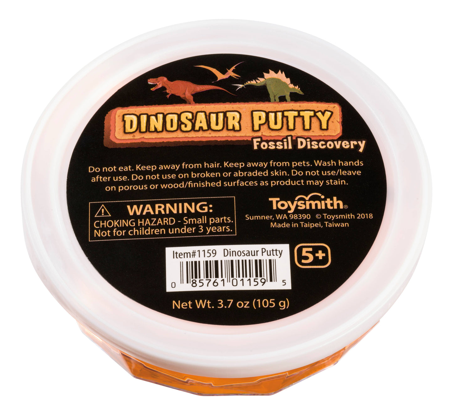 Dinosaur Fossil Putty, Reusable, Tactile, 3.5" Container