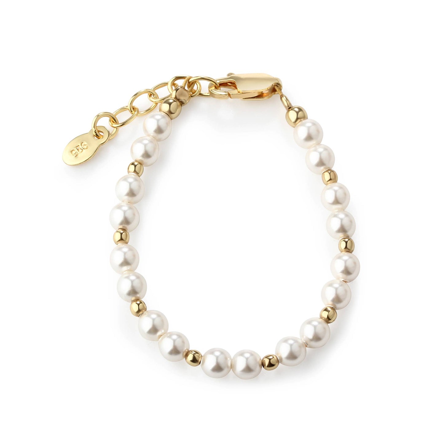 Girls 14K Gold-Plated Pearl Baby Bracelet Children's Jewelry: MED 1-5yr