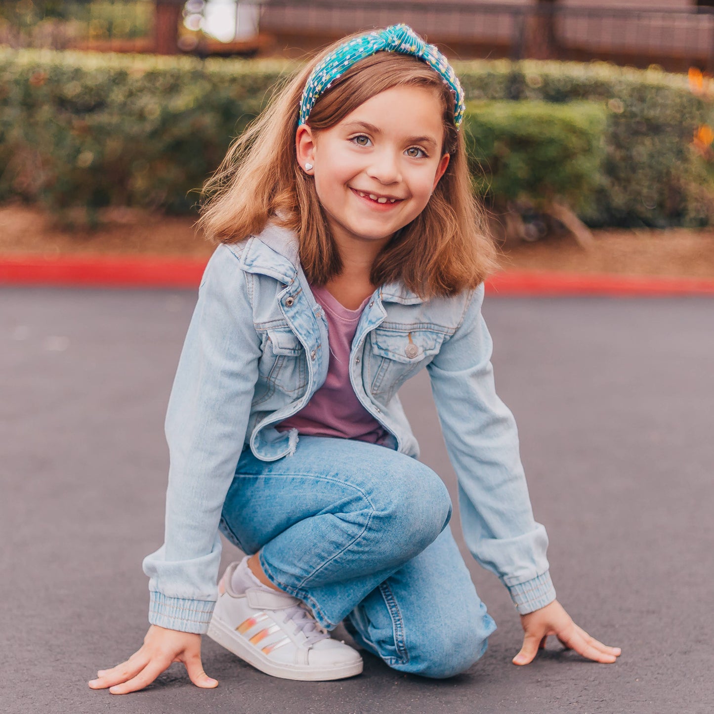 Kids Knot Headband - Confetti Aqua