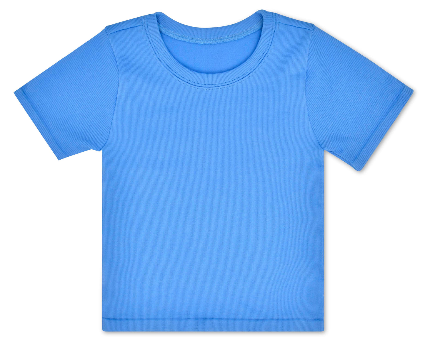 BRIGHT BLUE RIBBED SHORT SLEEVE SHIRT