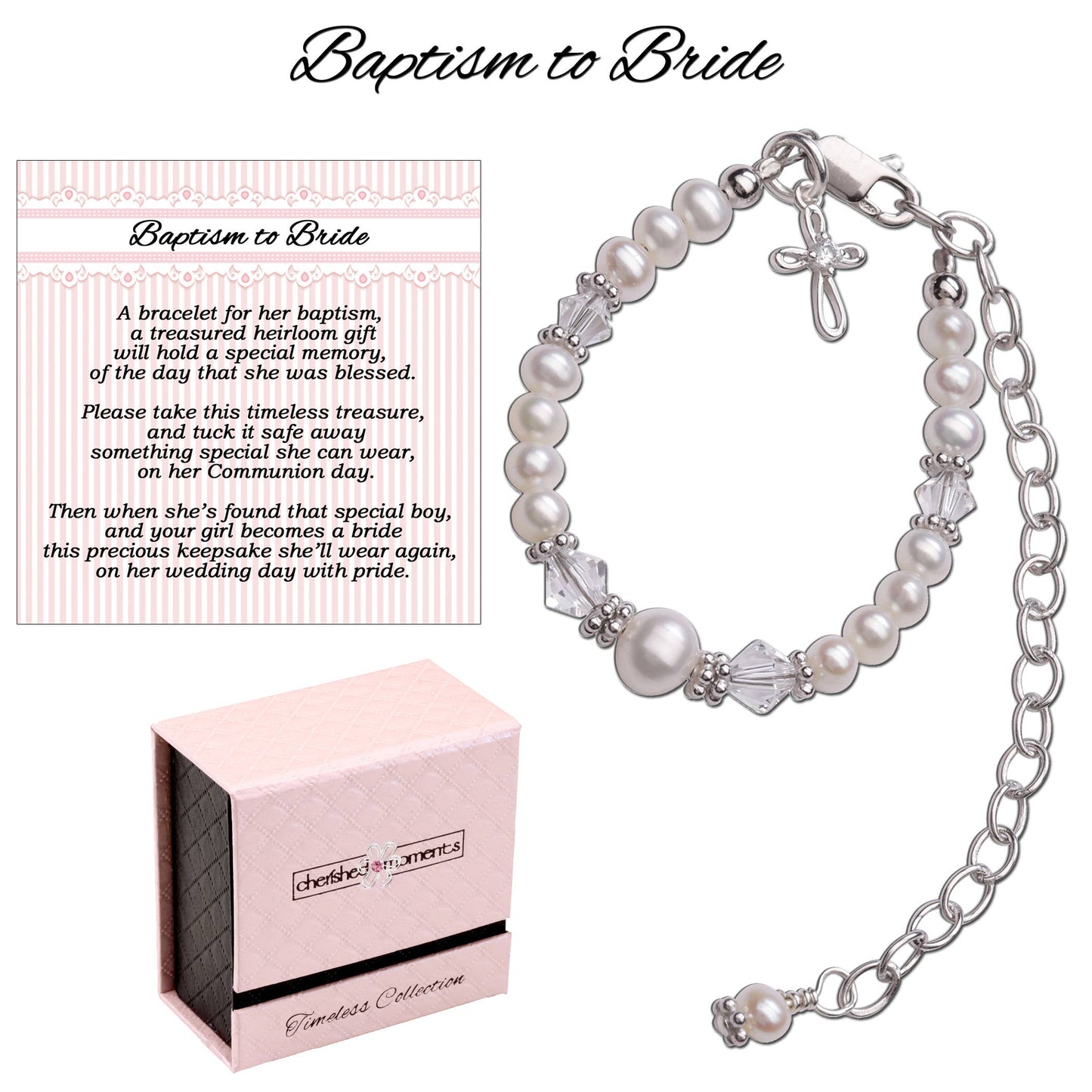 Baptism to Bride™ Baby Cross Bracelet Gift for Baby Girl