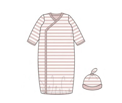 Pink Stripe Magnetic Gown+Hat