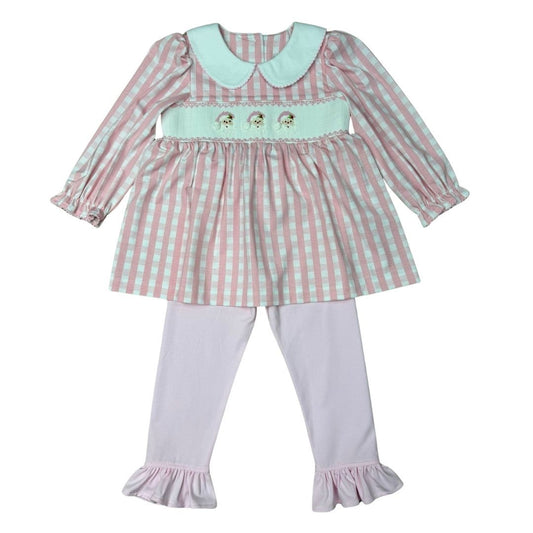 Pink Gingham Santa Set
