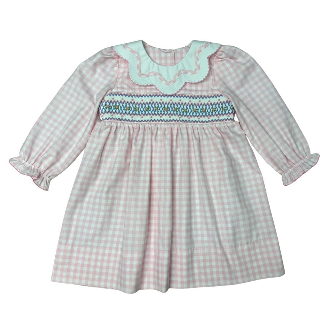 Pink Scalloped Smock Dress